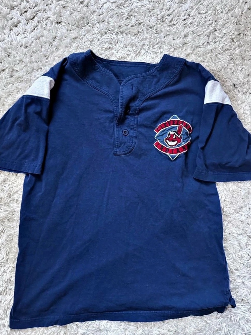 Vintage Cleveland Indians Mirage Men's Blue Graphic Button Up Size Medium